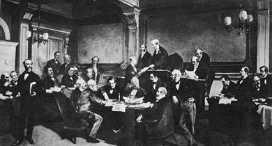 Firma del Primer Convenio de Ginebra por algunas de las principales potencias europeas en el año 1864